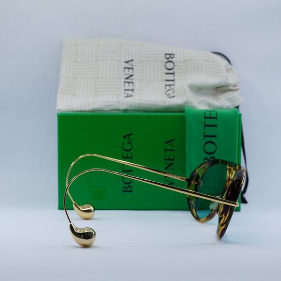 Bottega Veneta BV1273S 007 Geometric Sunglasses - Havana Gold/Light Green main image 4